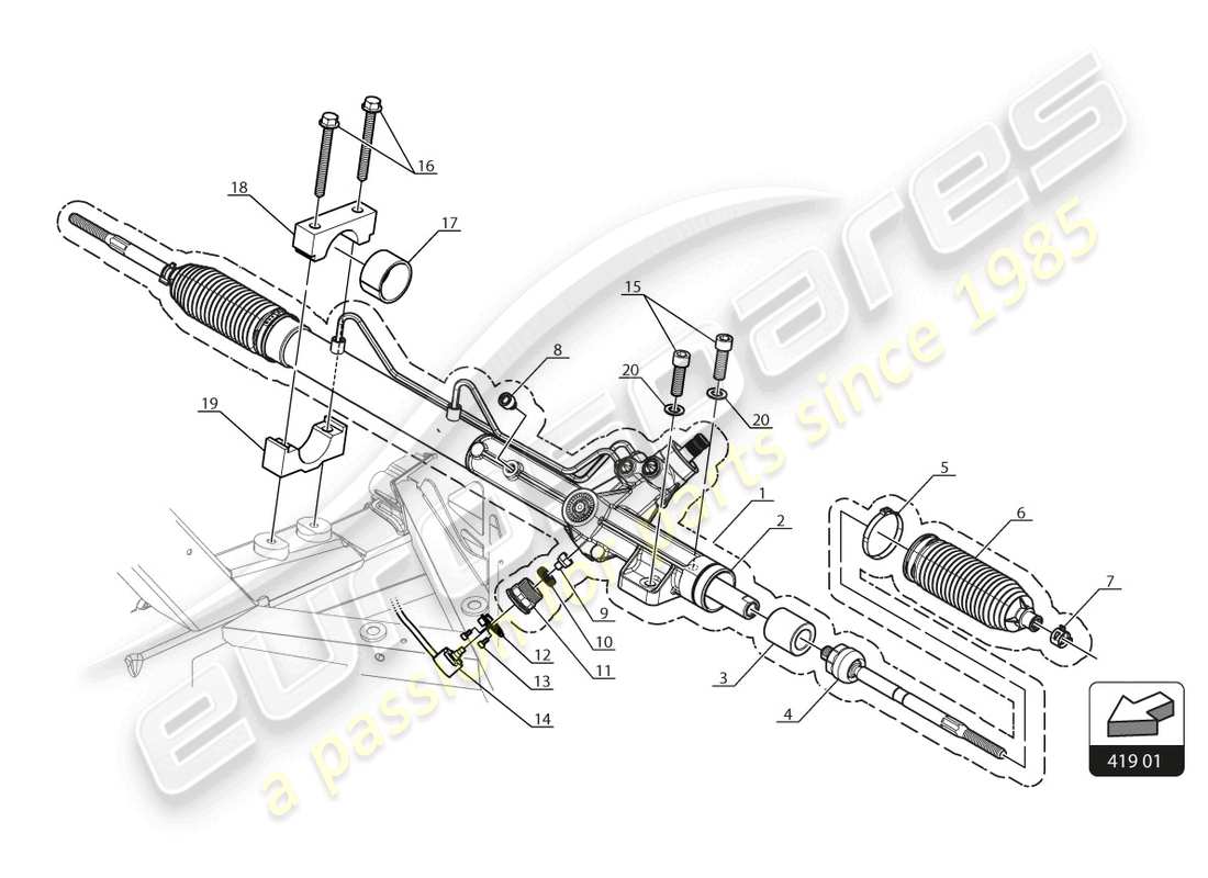 lamborghini 2017 (gt3) schema delle parti servosterzo