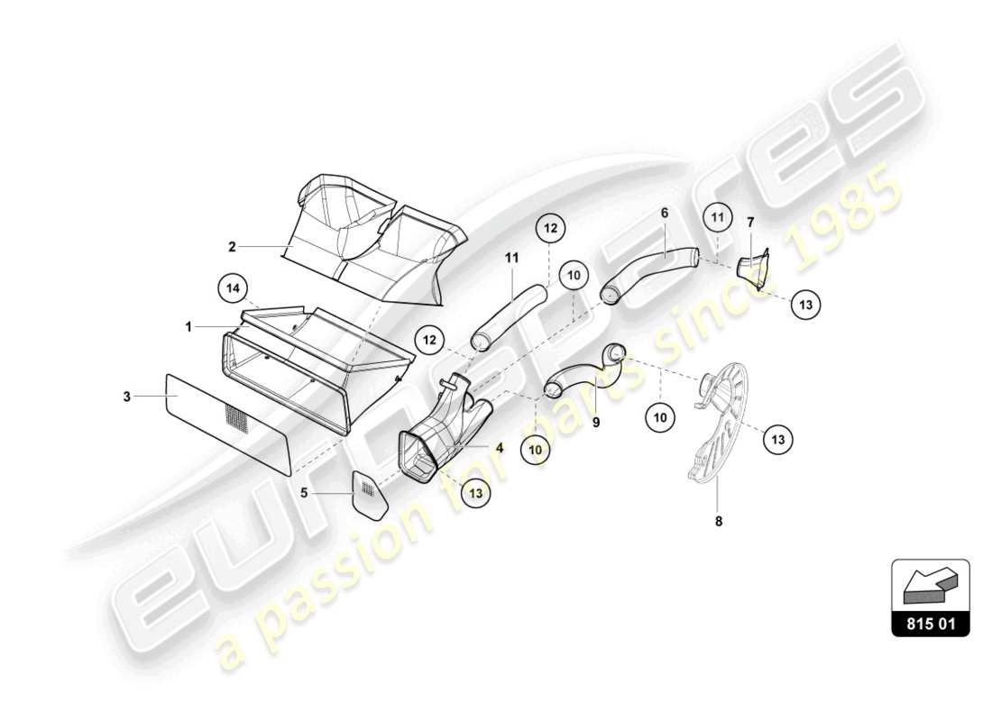 lamborghini super trofeo (2016) raffreddamento disco freno anteriore e pinza diagramma delle parti