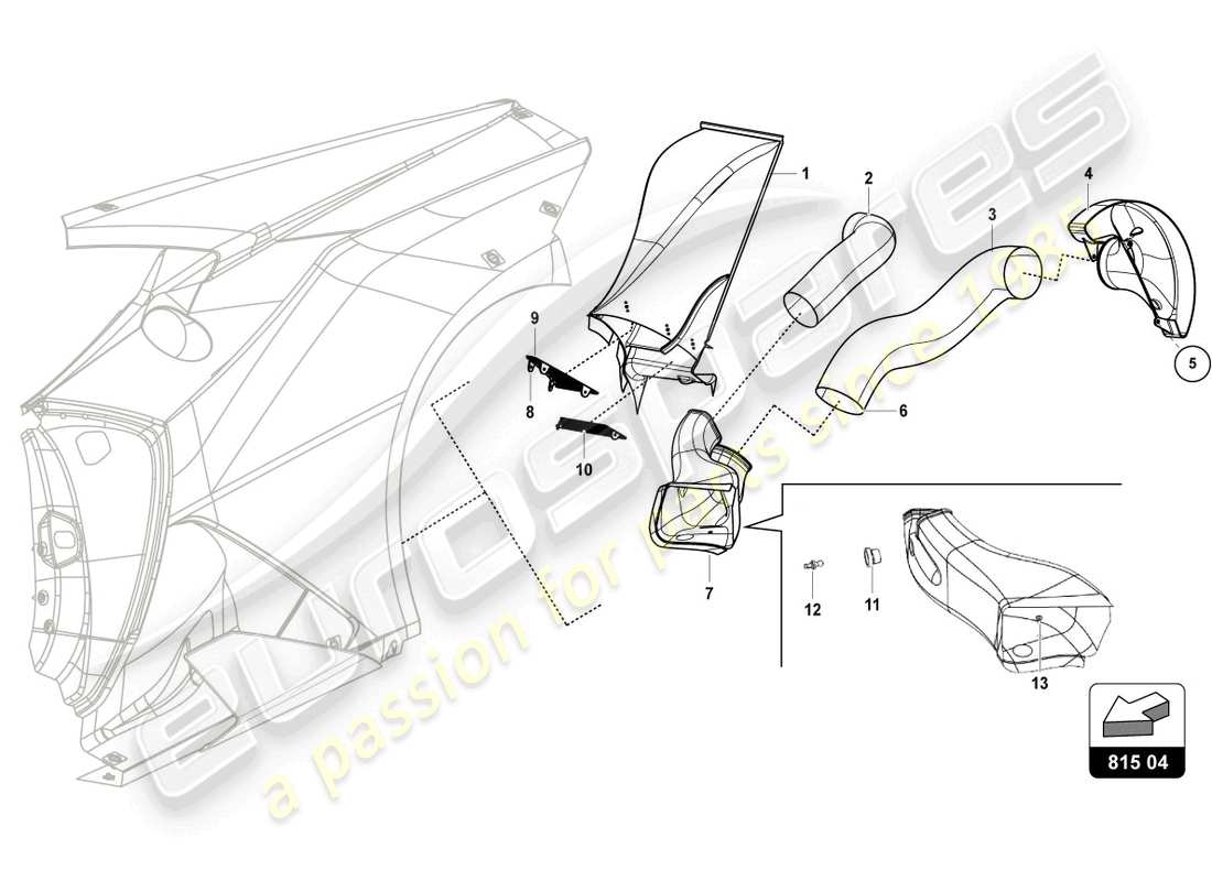 lamborghini super trofeo evo (2018) schema delle parti air duck posteriore