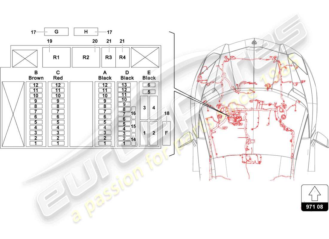 lamborghini lp770-4 svj coupe (2022) schema delle parti dell'impianto elettrico