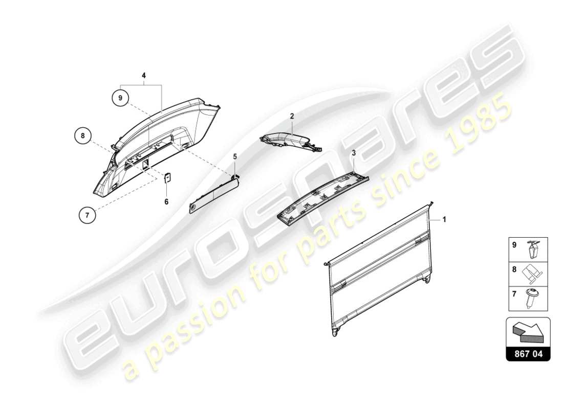 lamborghini urus performante (2023) pannello di rivestimento del coperchio posteriore diagramma delle parti