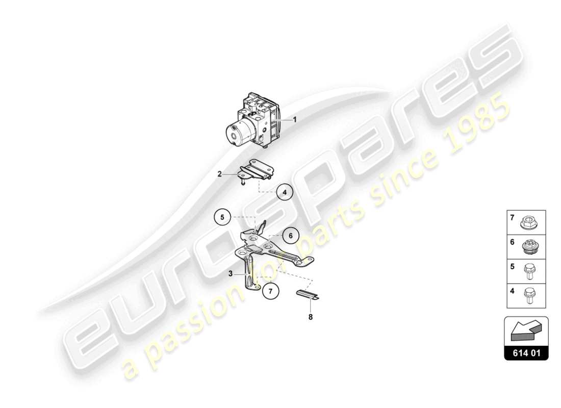 lamborghini evo spyder 2wd (2022) unità abs con centralina schema delle parti