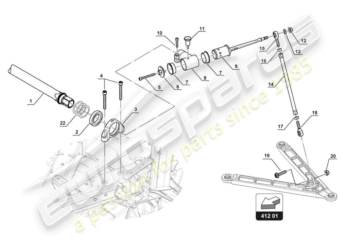 lamborghini gt3 (2017) diagramma delle parti della barra antirollio anteriore