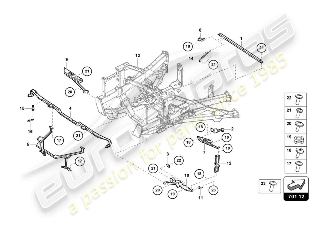 lamborghini sian roadster (2021) parte posteriore del telaio di rivestimento diagramma delle parti