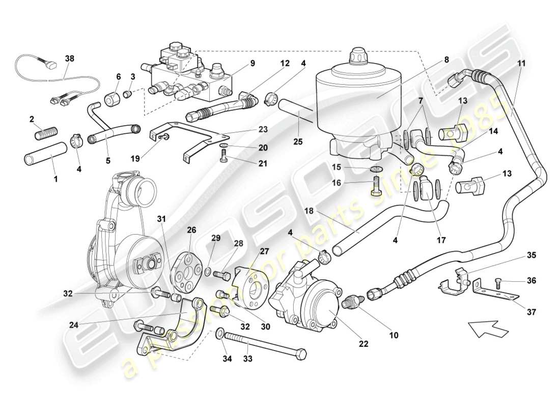lamborghini reventon roadster impianto idraulico e contenitore fluidi con connect. pezzi schema delle parti