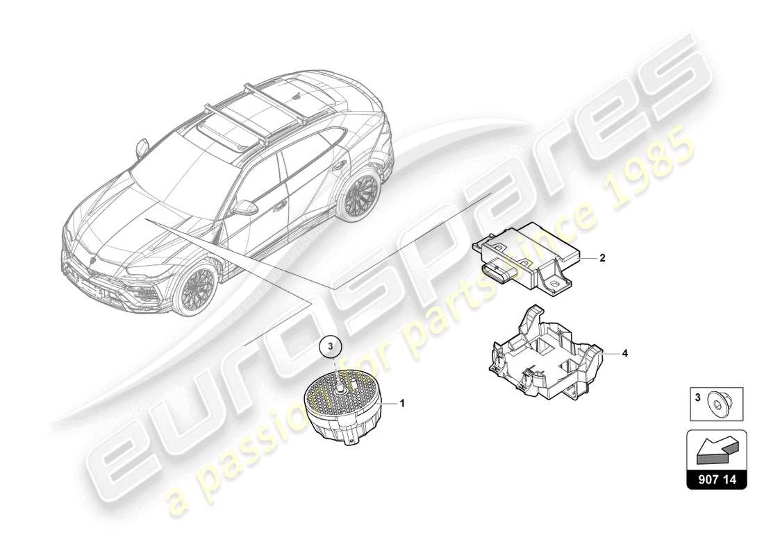 lamborghini urus (2019) parti elettriche per la produzione del rumore del motore diagramma delle parti