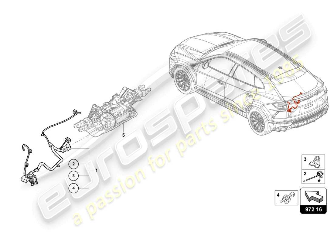 lamborghini urus performante (2023) cavo adattatore diagramma delle parti