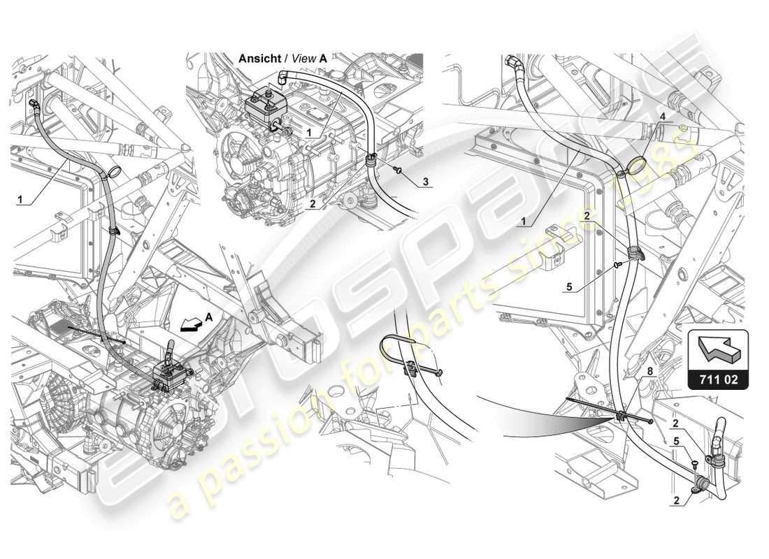 lamborghini 2018 (gt3 evo) tubi schema delle parti