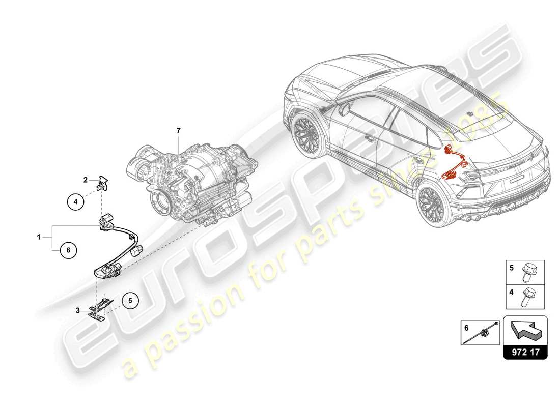 lamborghini urus performante (2023) cavo adattatore diagramma delle parti