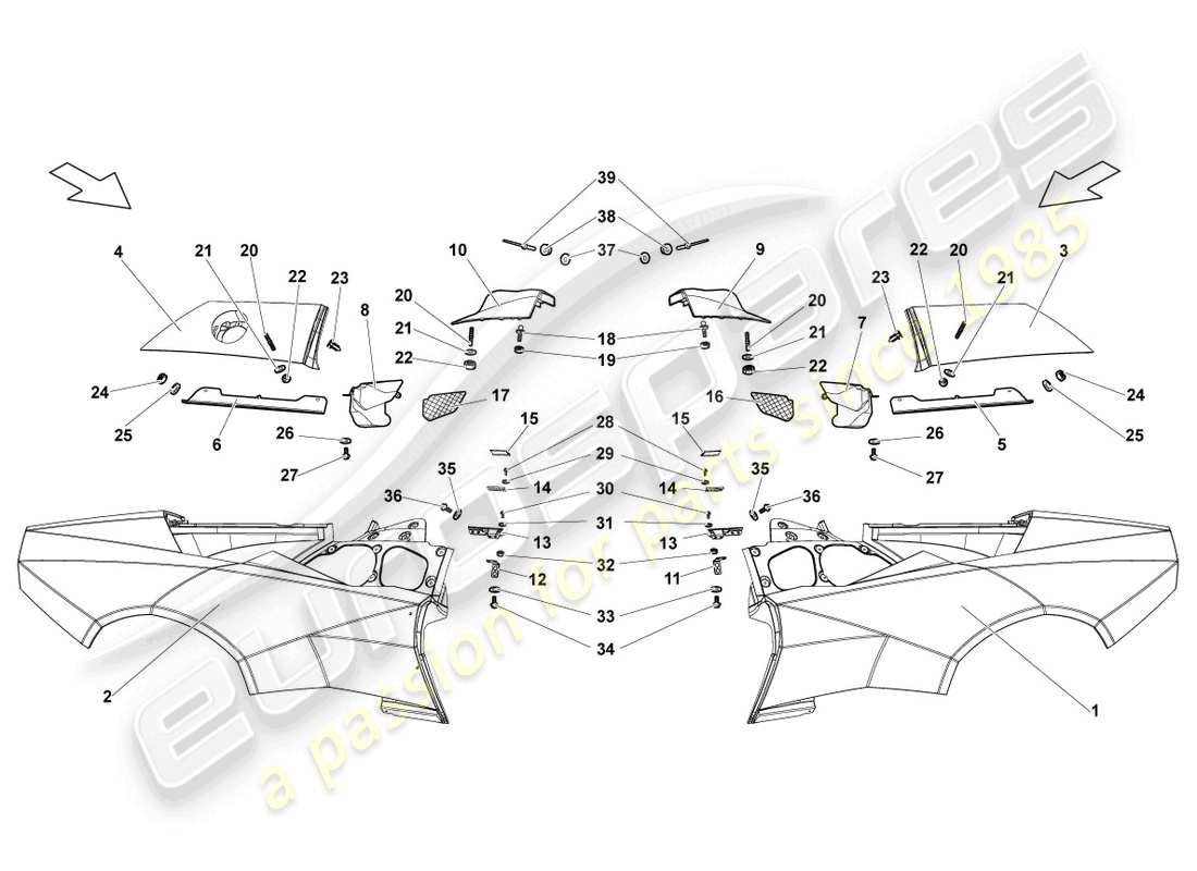 lamborghini reventon roadster parte laterale posteriore schema della parte