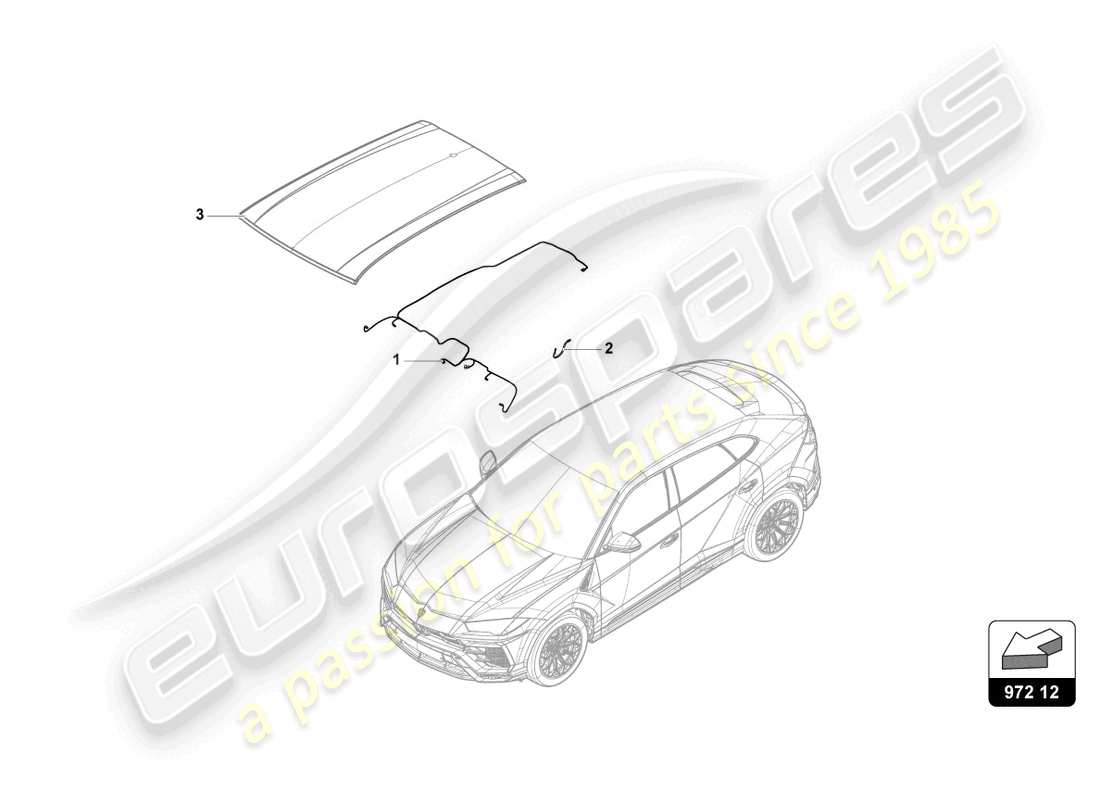 lamborghini urus performante (2023) cablaggio del tetto diagramma delle parti