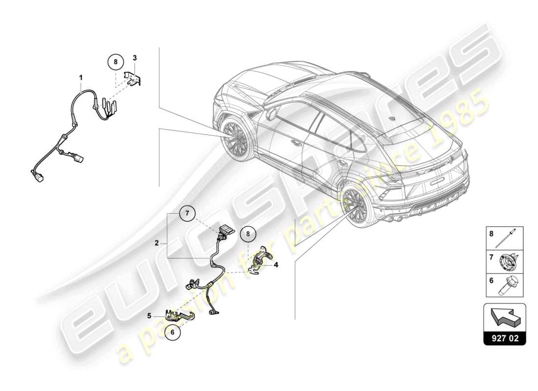 lamborghini urus performante (2023) cablaggio per anti schema delle parti