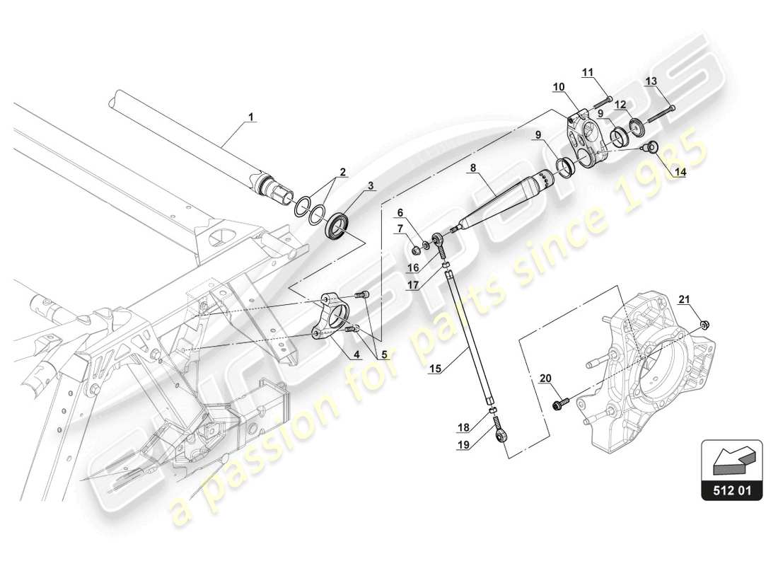 lamborghini gt3 (2017) diagramma delle parti della barra antirollio posteriore