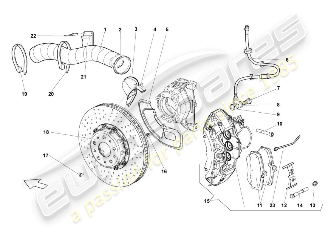 lamborghini reventon roadster freno a disco anteriore diagramma delle parti