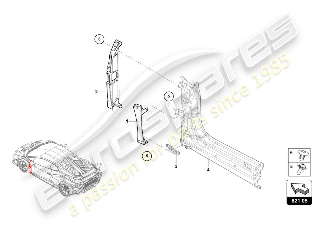 lamborghini sto (2023) ala anteriore diagramma delle parti