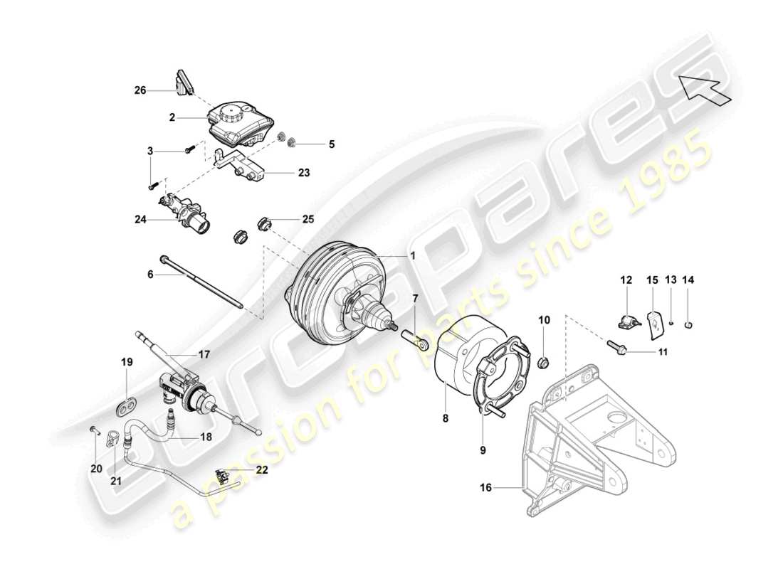 lamborghini lp550-2 spyder (2013) diagramma delle parti del servofreno