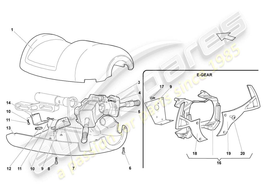 lamborghini lp640 coupe (2007) col.sterzo interruttore combinato diagramma delle parti