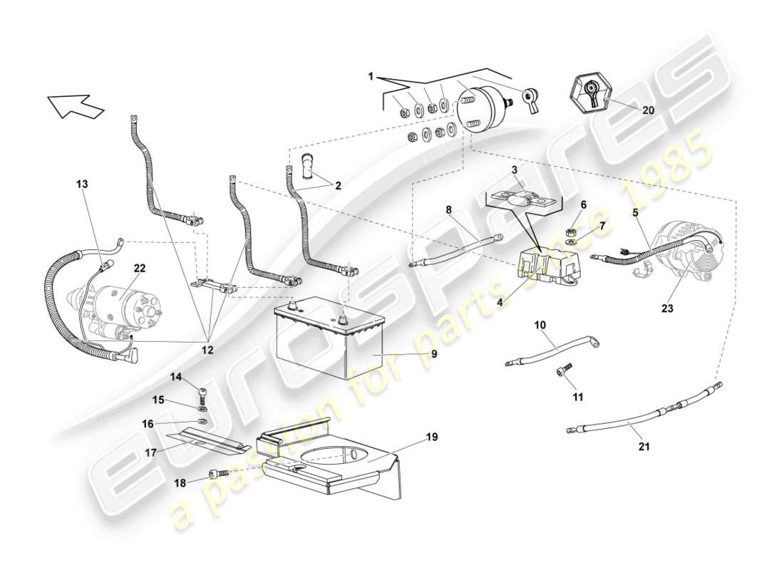 lamborghini lp640 roadster (2009) presa fusibile principale schema delle parti