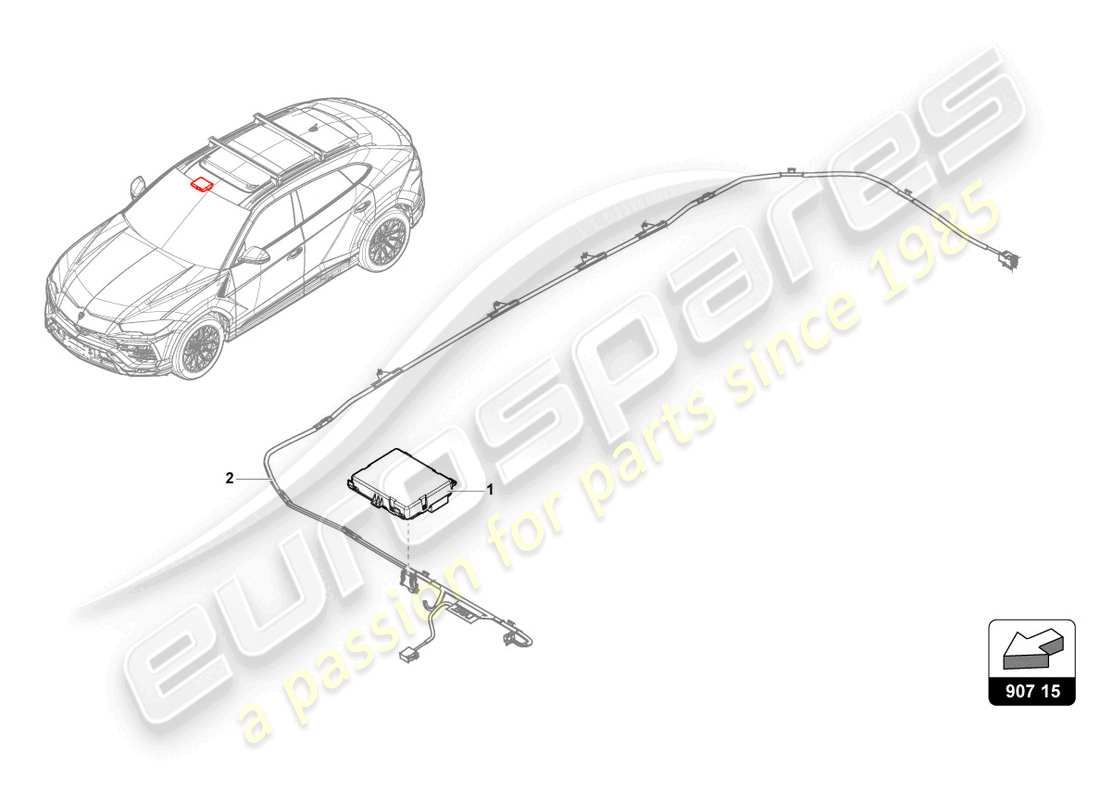 lamborghini urus (2019) centralina per comandi tetto scorrevole elettrico diagramma delle parti