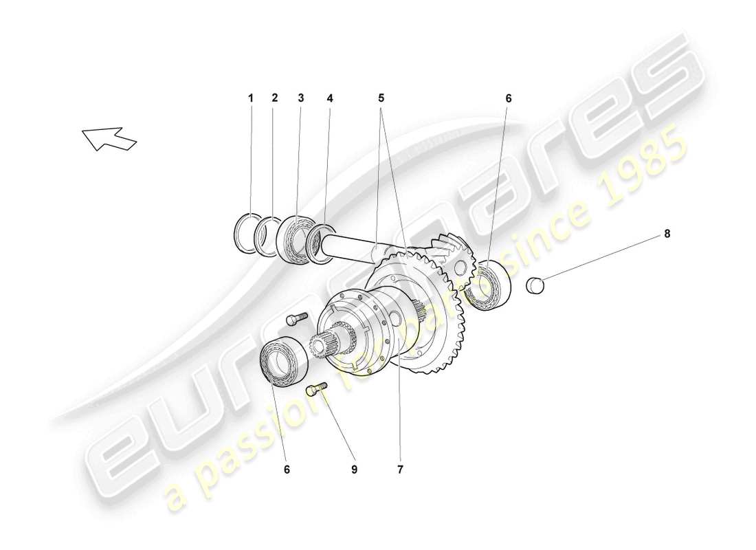 lamborghini lp640 roadster (2009) schema delle parti differenziale posteriore