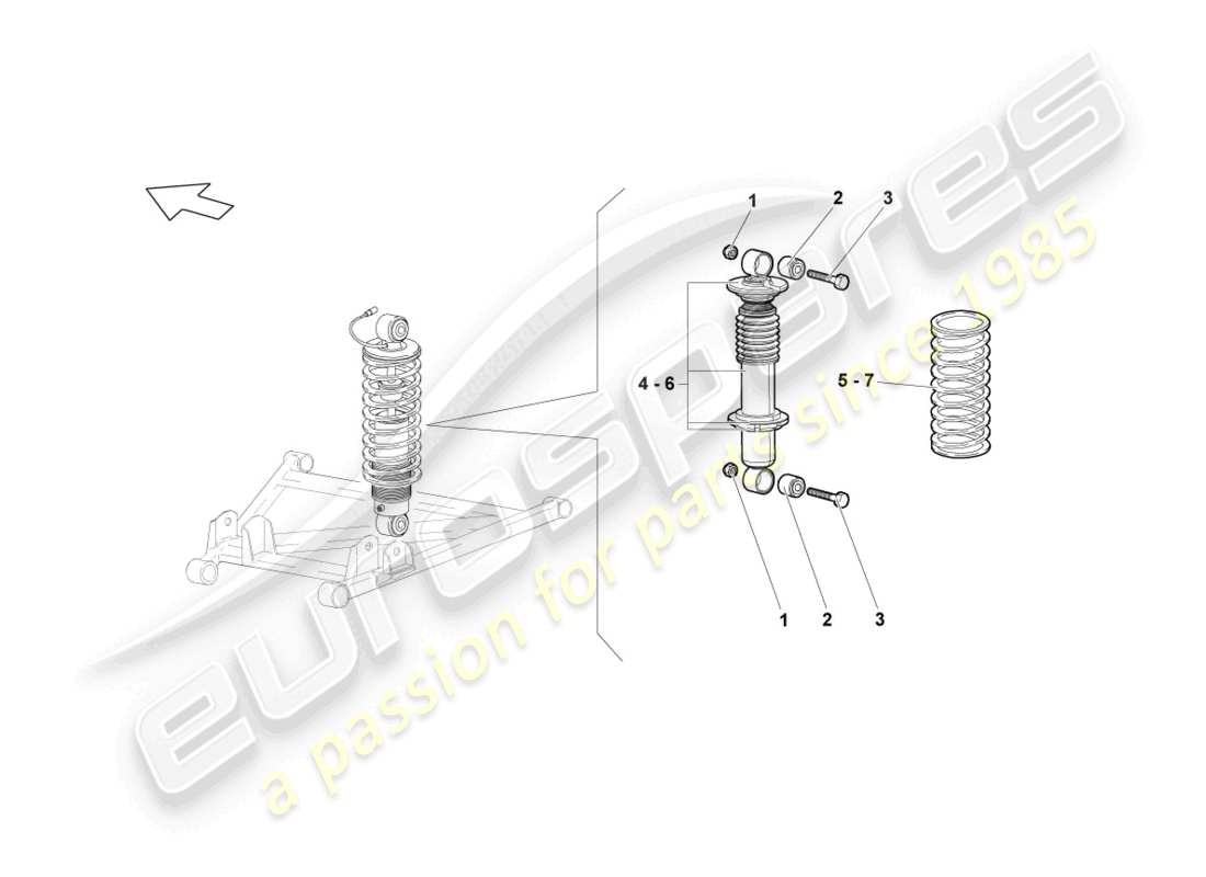 lamborghini lp640 roadster (2009) ammortizzatori posteriori schema delle parti