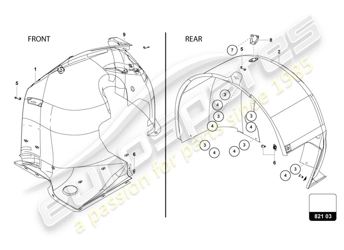 lamborghini super trofeo evo (2018) timonerie / locary schema delle parti