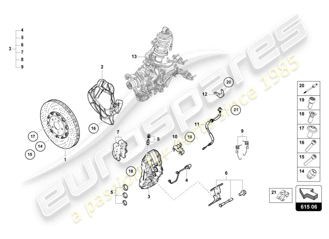 lamborghini sto (2021) disco freno anteriore in ceramica diagramma delle parti