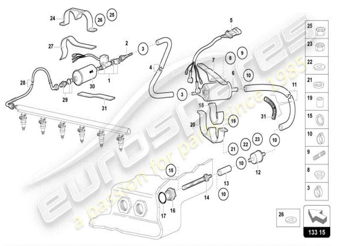lamborghini diablo vt (1998) sistema di alimentazione del carburante diagramma delle parti