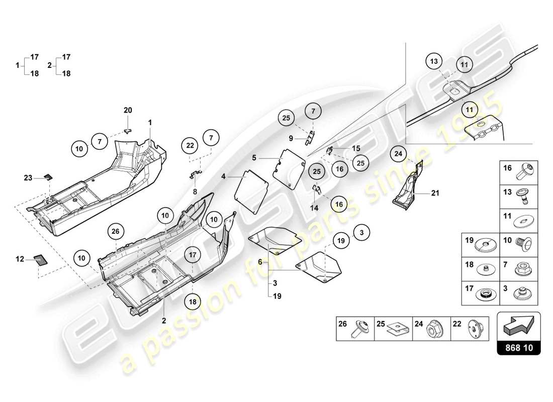 lamborghini sto (2021) piastra isolante acustica diagramma delle parti