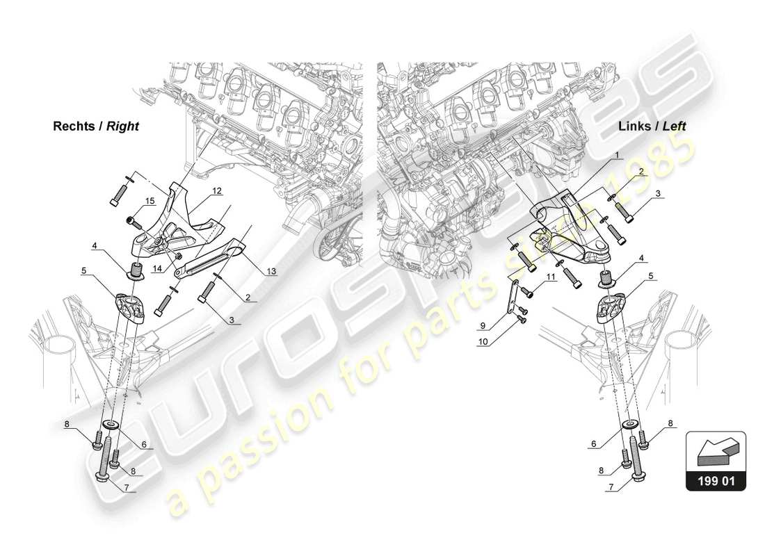 lamborghini gt3 (2017) supporto motore schema delle parti