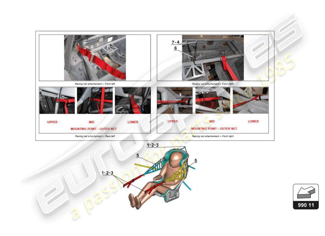 lamborghini gt3 (2017) kit rete da corsa schema delle parti