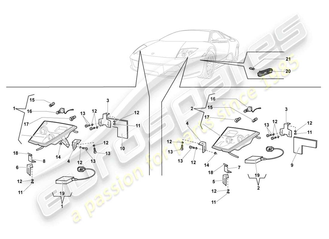 lamborghini lp670-4 sv (2010) faro a scarica di gas diagramma delle parti