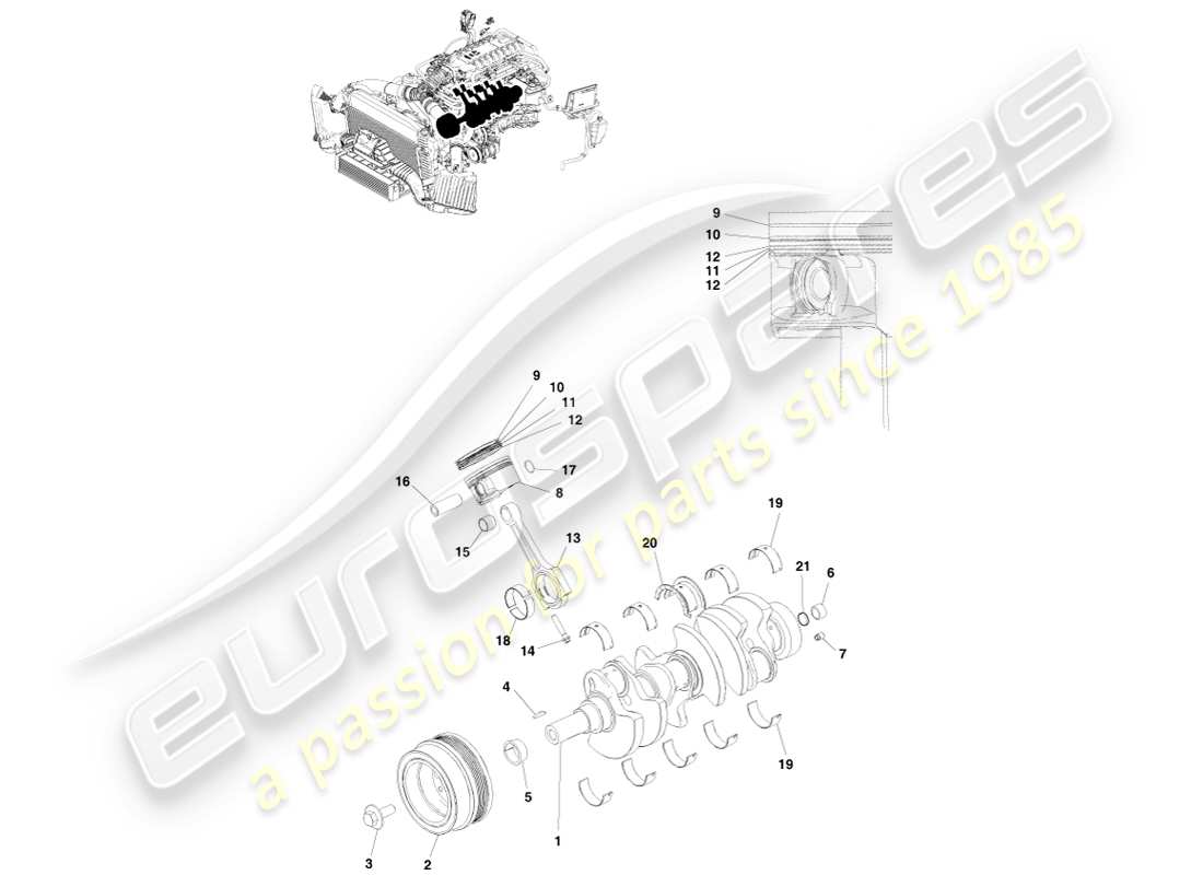 aston martin v8 vantage (2007) diagramma delle parti di conversione di potenza