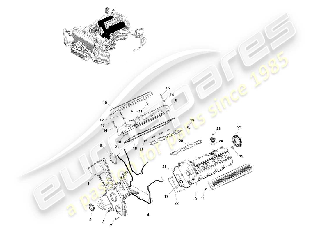 aston martin v8 vantage (2005) diagramma delle parti di tenuta del motore