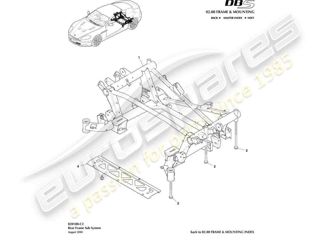 aston martin dbs (2012) telaio posteriore diagramma delle parti