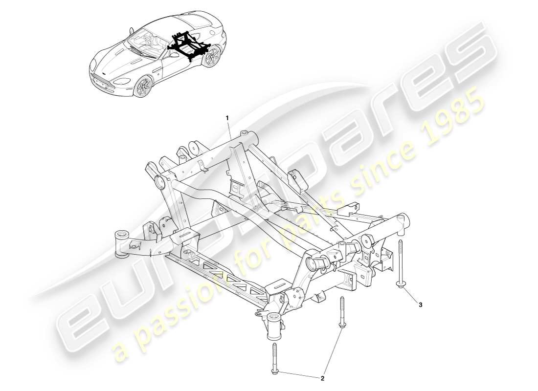 aston martin v8 vantage (2007) schema delle parti del sottotelaio posteriore