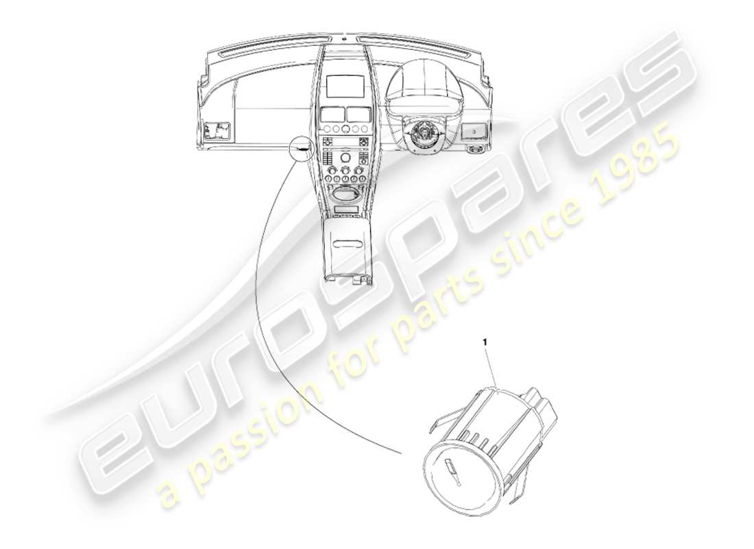 aston martin v8 vantage (2007) diagramma delle parti dell'interruttore del vano portaoggetti