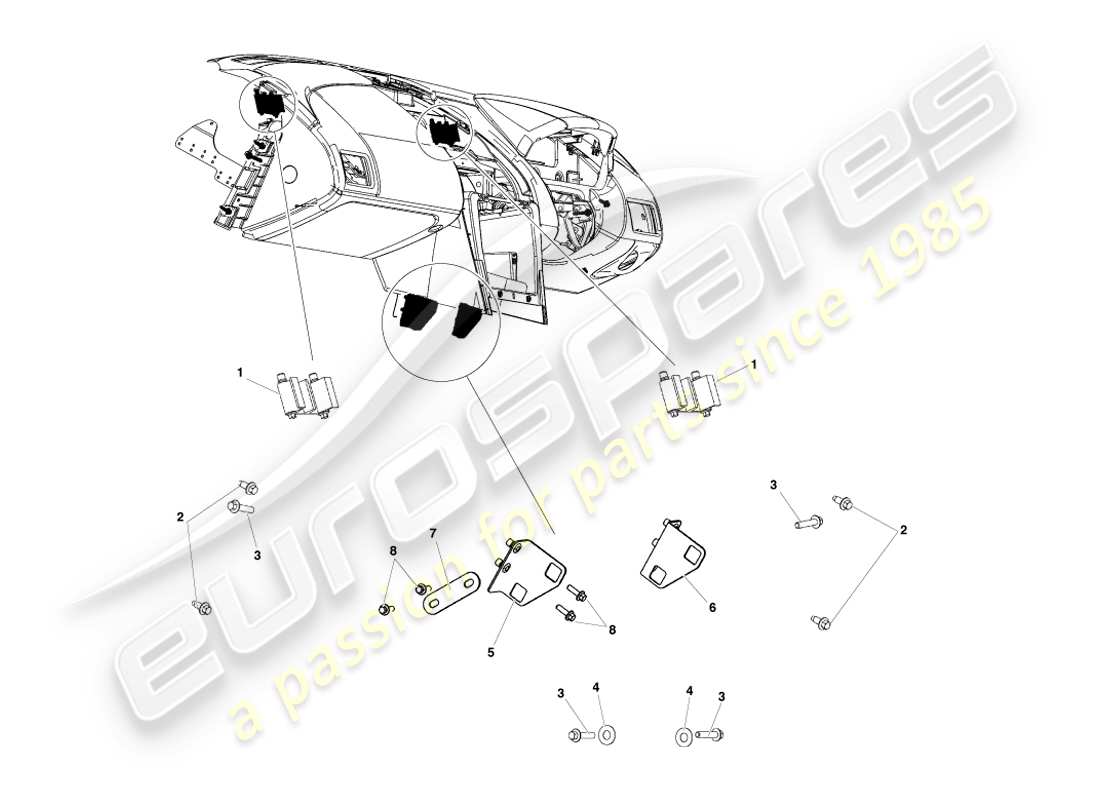 aston martin v8 vantage (2007) diagramma delle parti delle staffe da ccb a biw