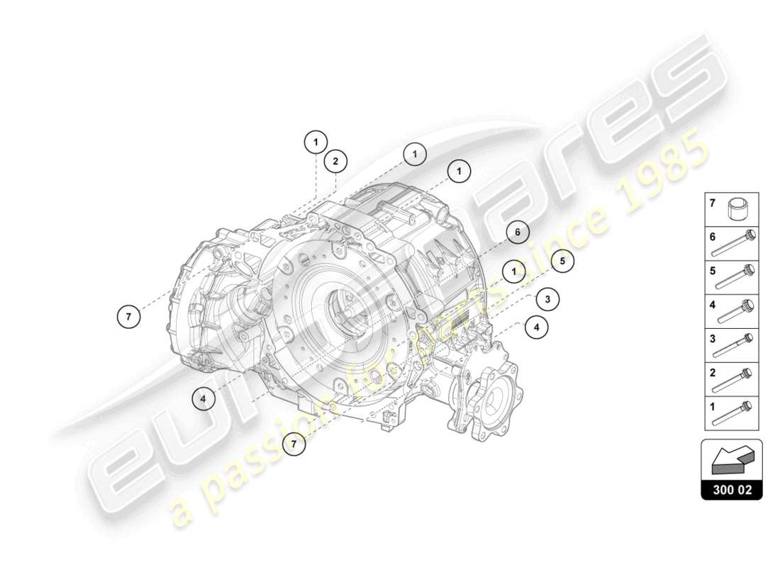lamborghini urus (2020) parti di montaggio per motore e cambio 4.0 ltr. diagramma delle parti