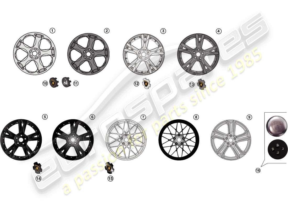 lamborghini gallardo spyder (accessories) kit di revisione diagramma delle parti