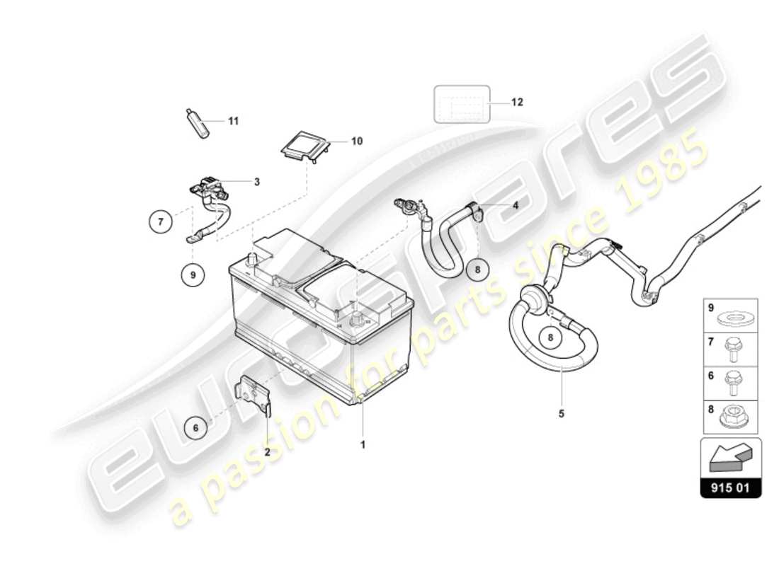 lamborghini 2023 (sto) diagramma delle parti della batteria