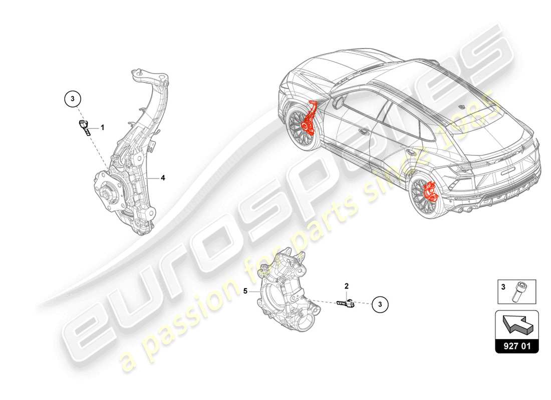 lamborghini urus performante (2023) sensore di velocità diagramma delle parti