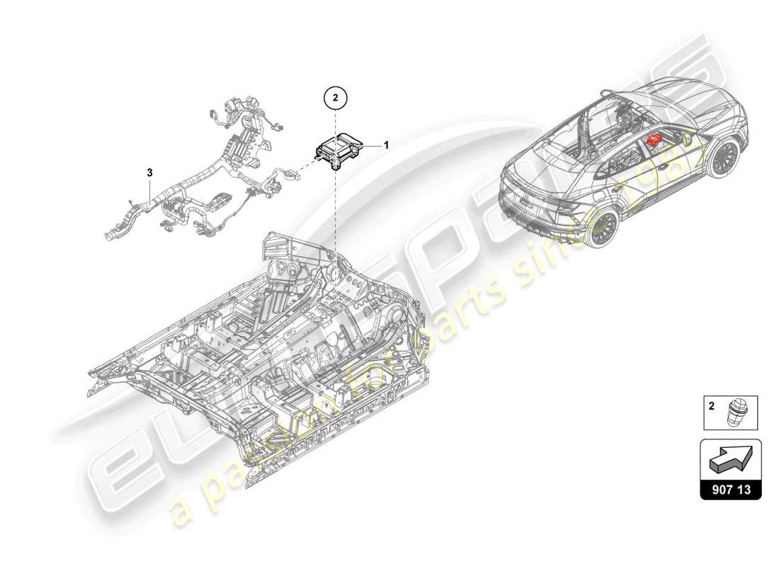 lamborghini urus performante (2023) centralina per telaio schema particolare