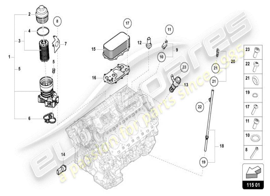 lamborghini 2025 | urus se ölfilterelement teilediagramm