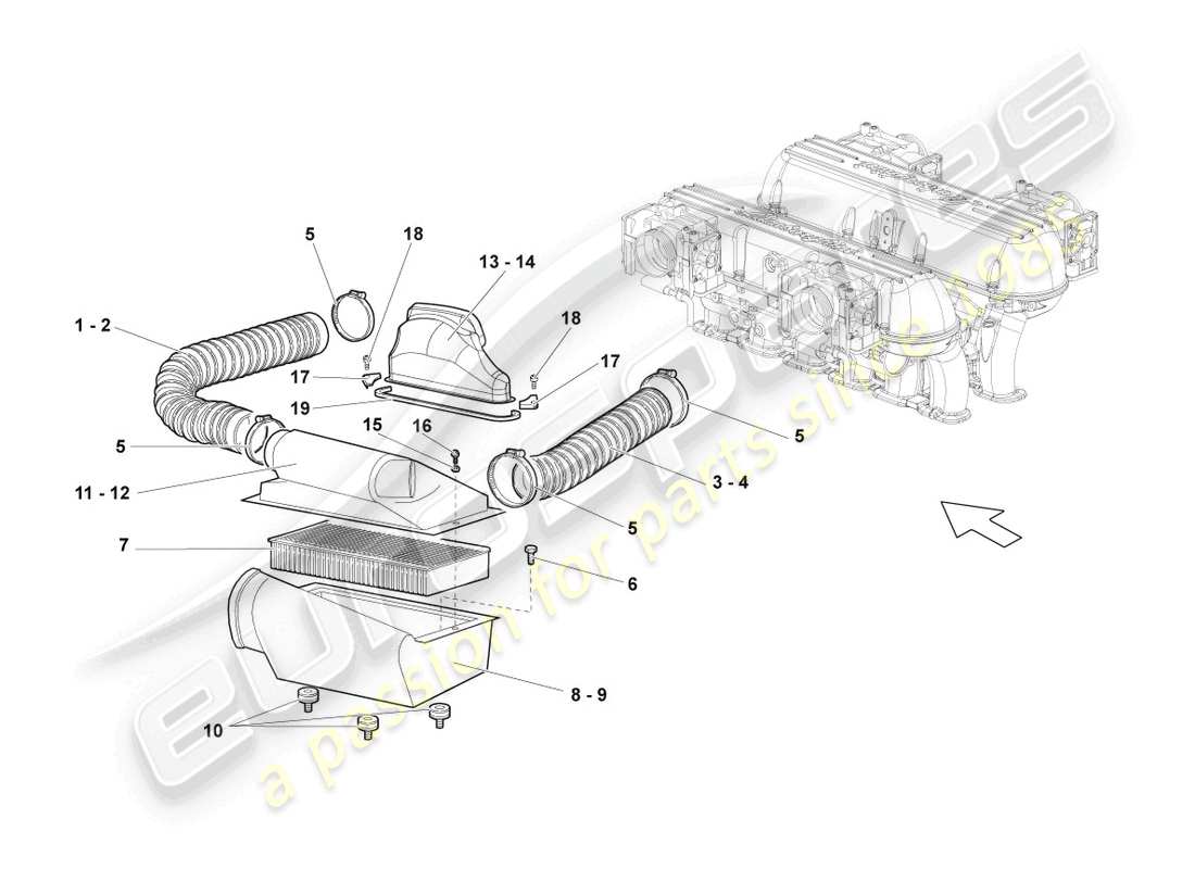 lamborghini reventon roadster filtro aria con parti di collegamento schema parte