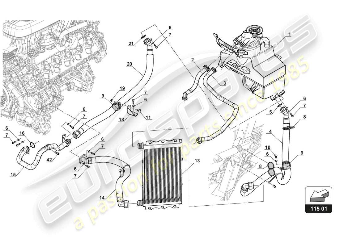lamborghini gt3 (2017) serbatoio olio - raffreddamento olio schema delle parti