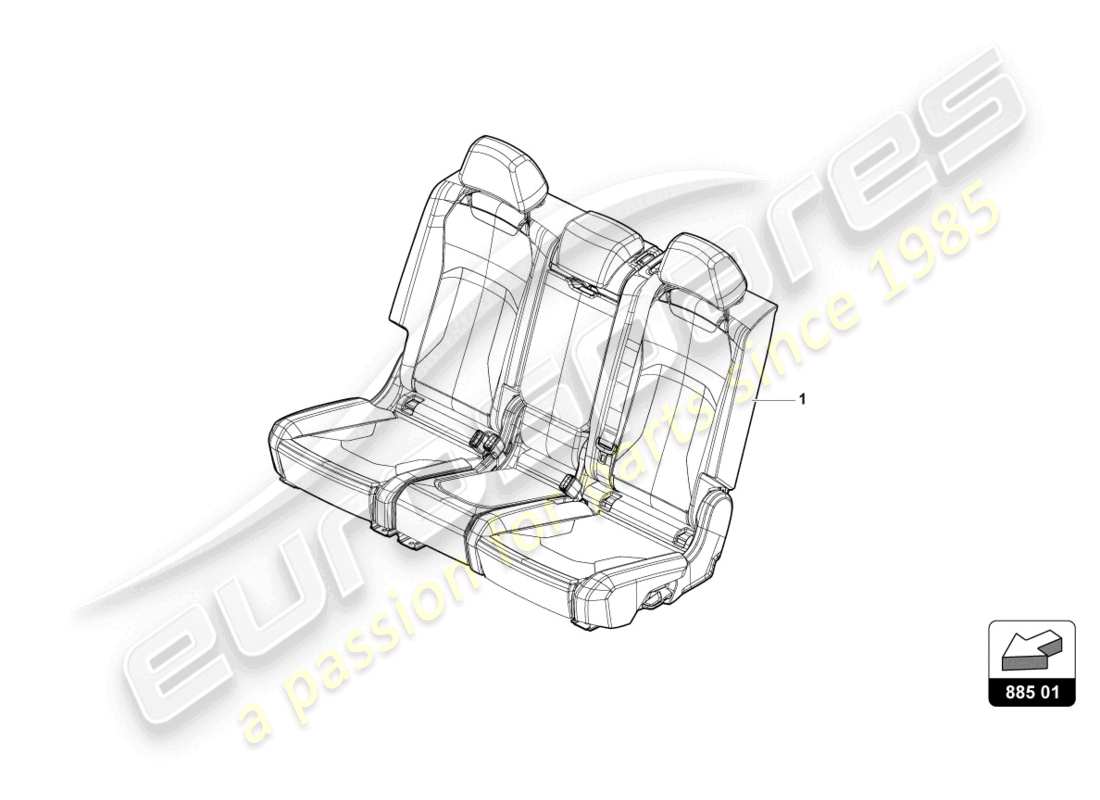 lamborghini urus performante (2023) sedile a panca con schienale e poggiatesta schema parte