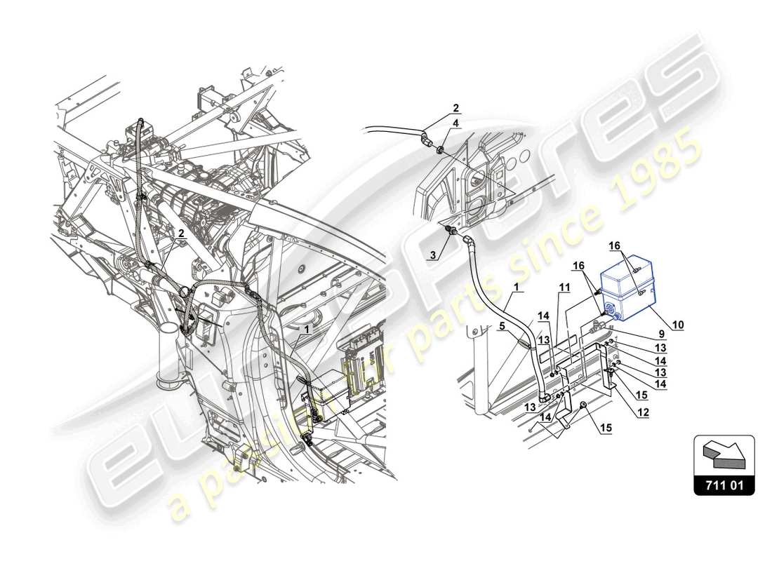 lamborghini gt3 evo (2018) cambio pneumatico schema delle parti