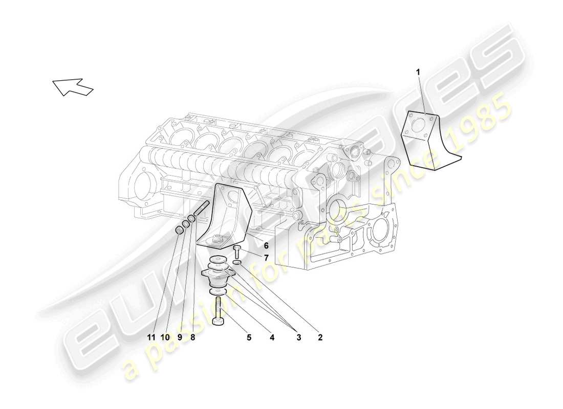 lamborghini reventon roadster parti di fissaggio del motore schema delle parti