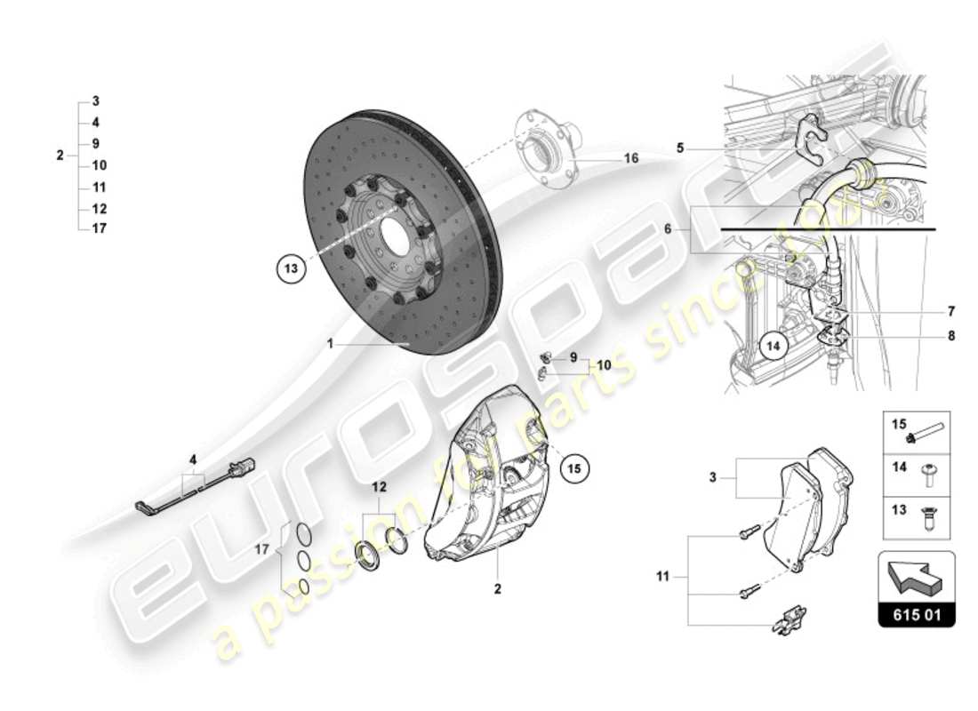 lamborghini 2022 (lp770-4 svj roadster) disco freno anteriore schema delle parti